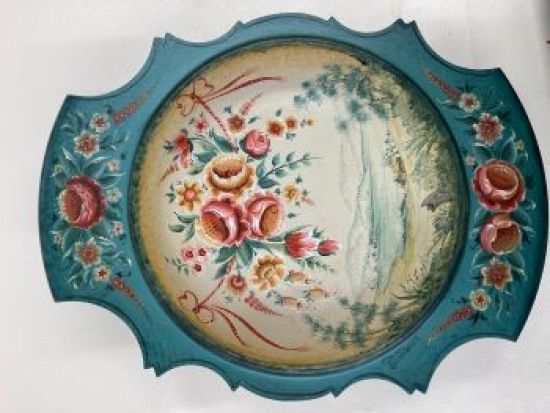 Valdres Flowers with Landscape Ale Bowl Original Painting